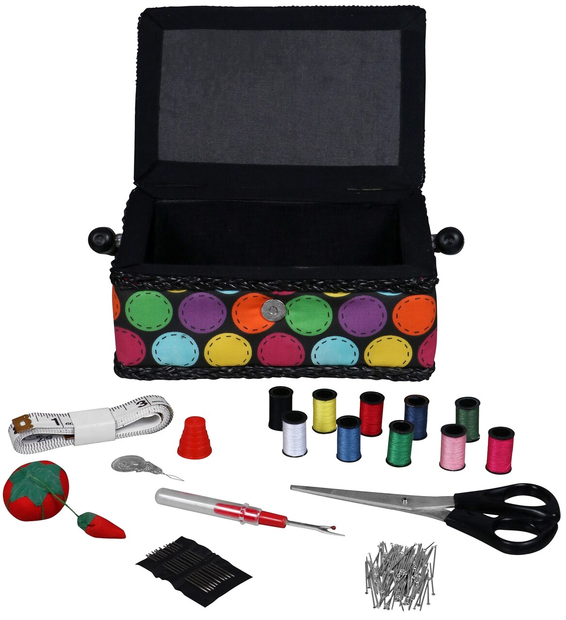 SINGER Small Sewing Basket Kit 126pcs-Multi Bright Dots